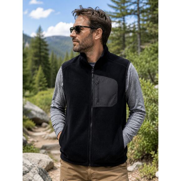 Lands' End Other - LANDS’ END Black Fleece Zip Vest Outdoor Hiking Camping Men’s Medium Tall